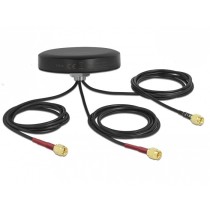 DELOCK LTE MIMO Dualband WLAN Antenna - Outdoor, 3x SMA, RG-174, 1 m Cable, Screw-Mount, Black