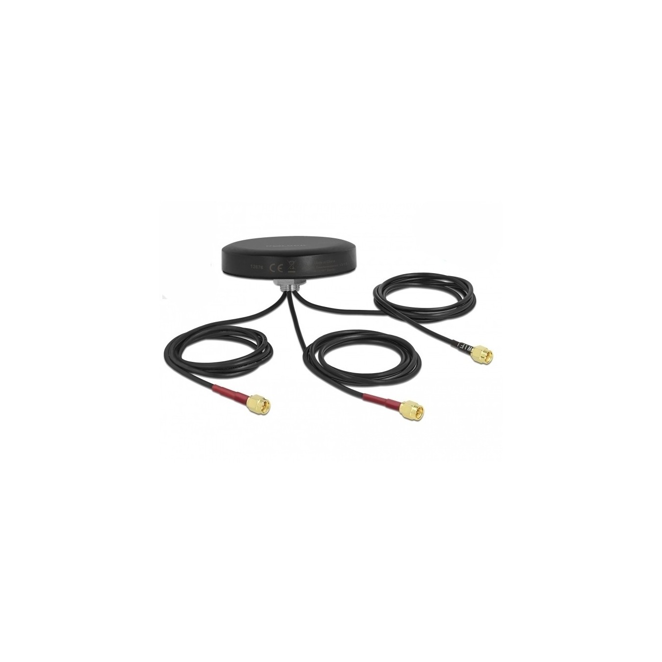 DELOCK LTE MIMO Dualband WLAN Antenna - Outdoor, 3x SMA, RG-174, 1 m Cable, Screw-Mount, Black