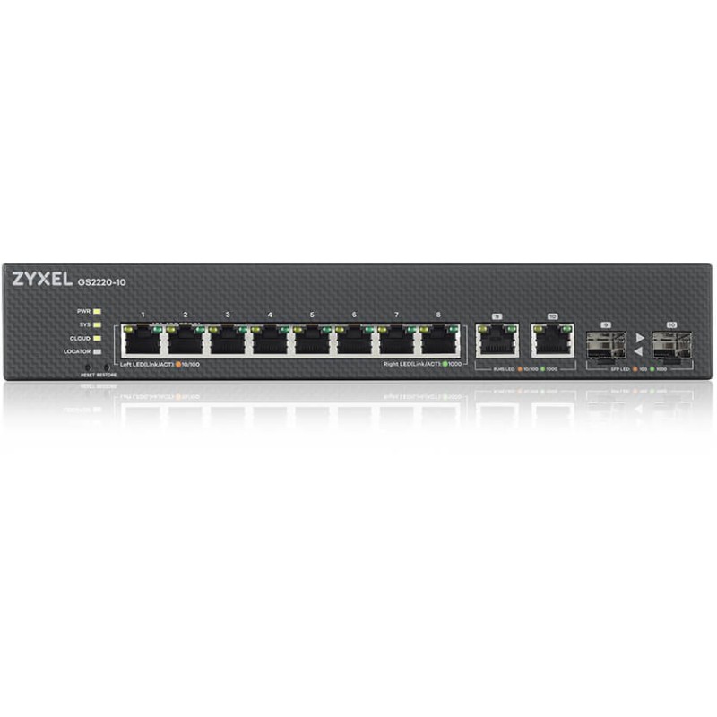 Buy Zyxel 8+2P Network Switch - GS2220-10 M RM - 10-Port Gigabit, Rackmount, L2 ... in Cyprus, Nicosia, Limassol, Larnaka, Pafos