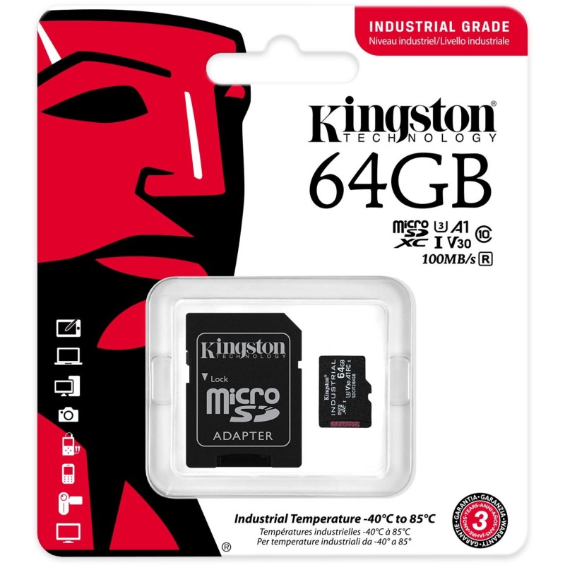 Buy CARD 64GB Kingston Industrial microSD - Industrial-grade microSD with adapter in Cyprus, Nicosia, Limassol, Larnaka, Pafos