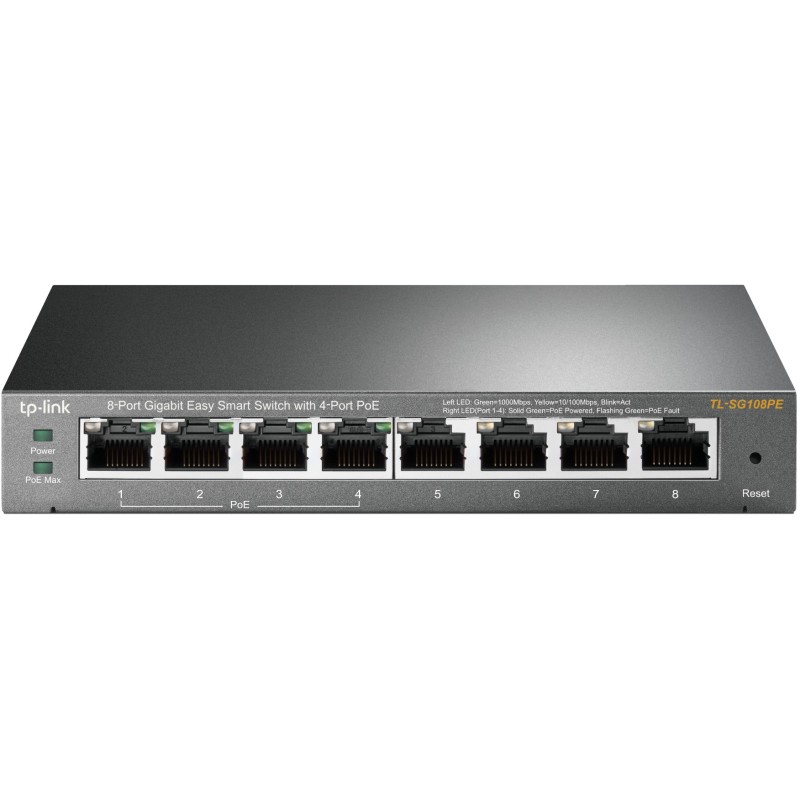 Buy TP-Link TL-SG108PE 8-Port Gigabit PoE Switch - TL-SG108PE - Metal chassis, 4... in Cyprus, Nicosia, Limassol, Larnaka, Pafos