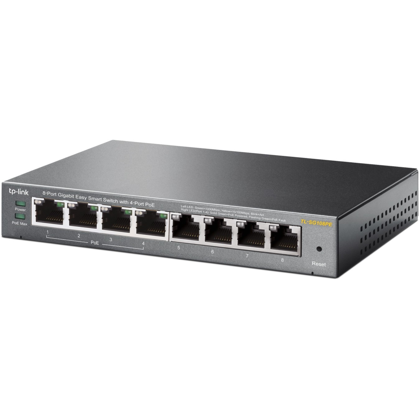 TP-Link TL-SG108PE 8-Port Gigabit PoE Switch - TL-SG108PE - Metal chassis, 4 PoE ports — Buy in Cyprus with Fast Delivery