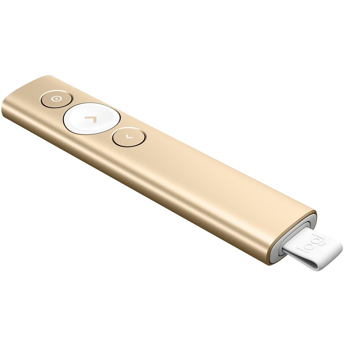 Logitech wireless Presenter Spotlight Gold - Characteristics (Gold, Tri-Mode USB/Bluetooth/2.4G, PC/Multi-platform)