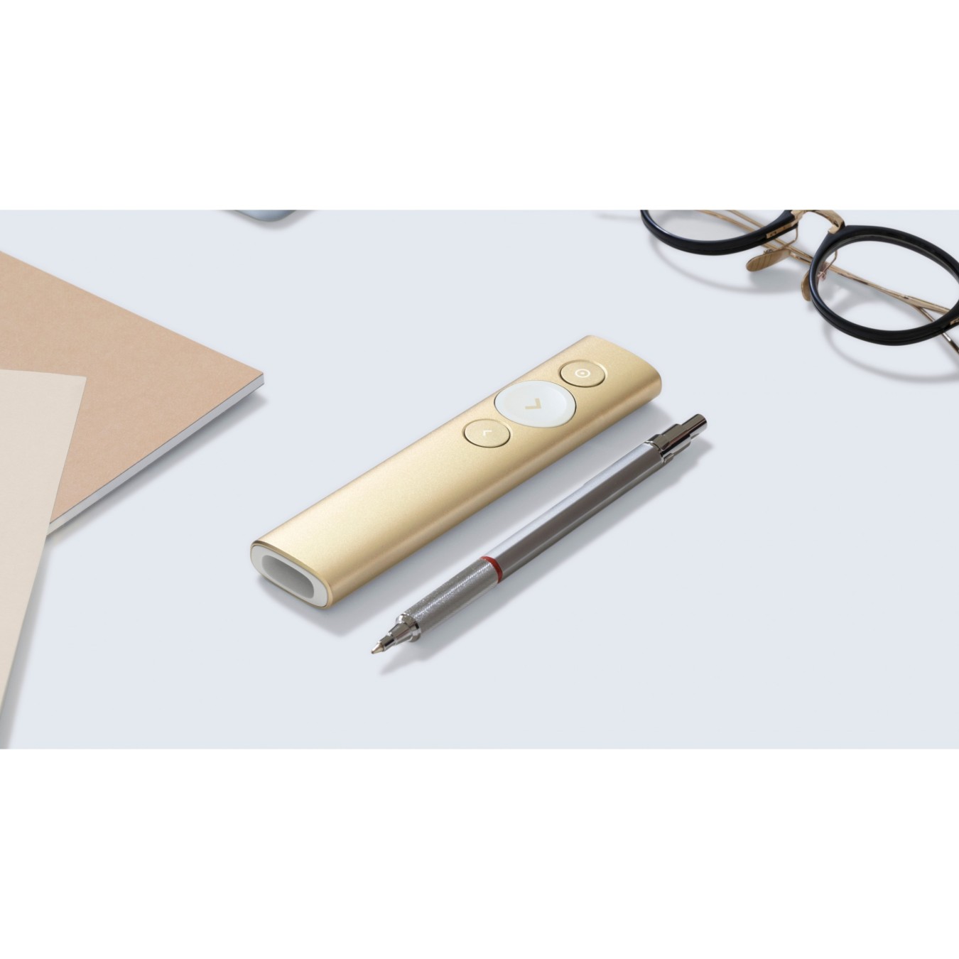 Logitech wireless Presenter Spotlight Gold - Characteristics (Gold, Tri-Mode USB/Bluetooth/2.4G, PC/Multi-platform)