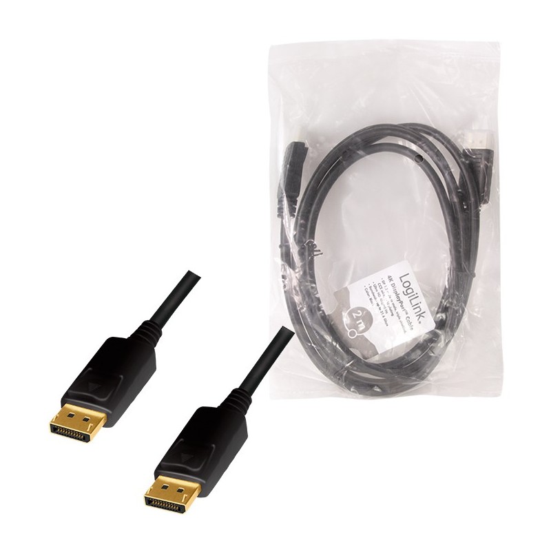 Buy LogiLink DisplayPort 1.2 (ST-ST) 2m Cable - Black - 4K 60Hz in Cyprus, Nicosia, Limassol, Larnaka, Pafos