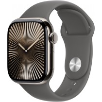 APPLE Watch Series 10 GPS + Cellular 42mm Natural Titanium Case with Stone Grey Sport Band - S M