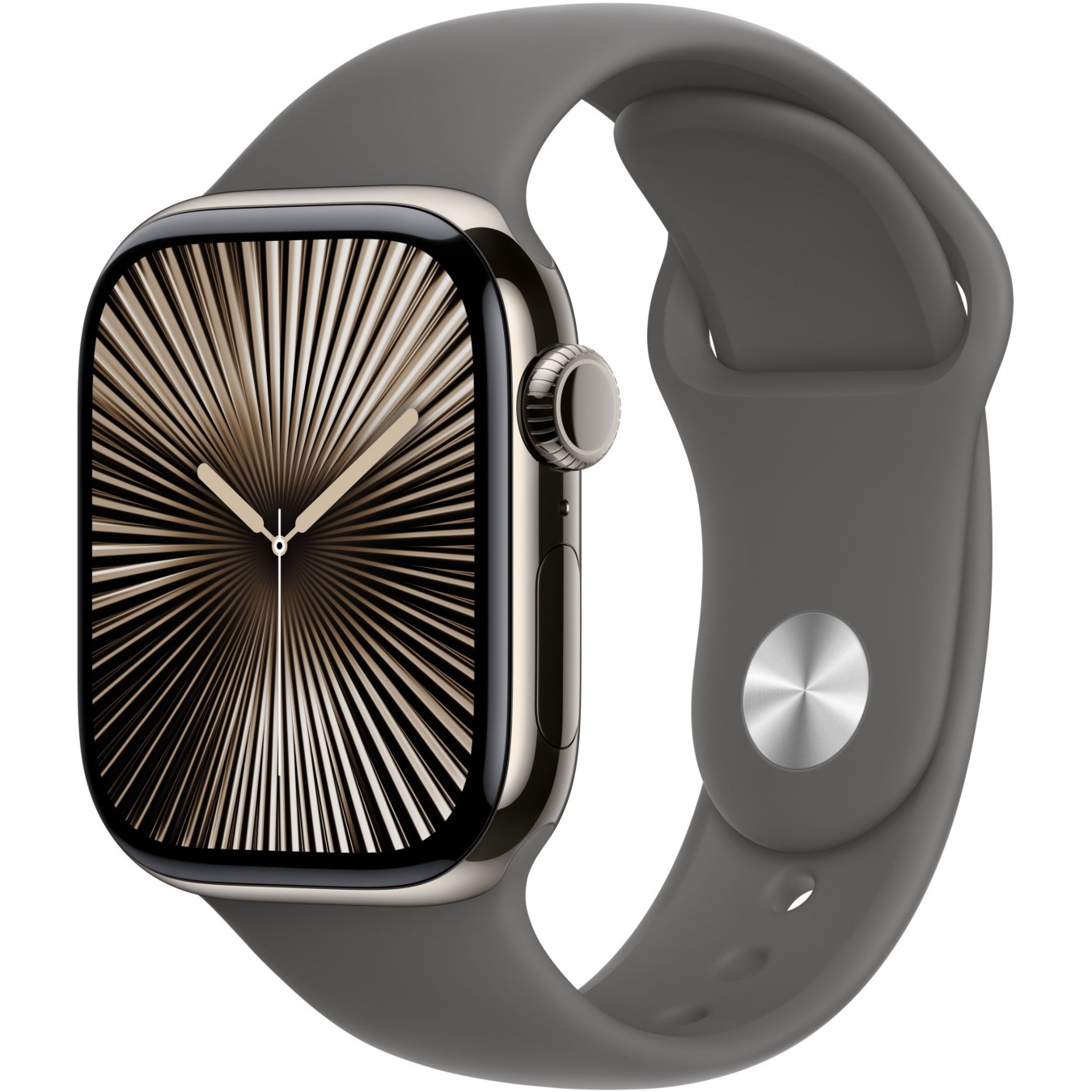 APPLE Watch Series 10 GPS + Cellular 42mm Natural Titanium Case with Stone Grey Sport Band - S M