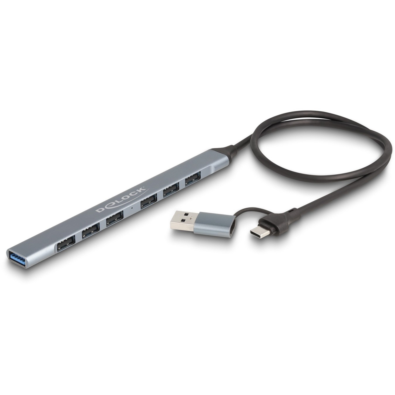 DELOCK 7-Port Slim USB Hub with USB-C or USB-A: 1x USB 5 Gbps Type-A + 6x USB 2.0 Type-A — Buy in Cyprus with Fast Delivery