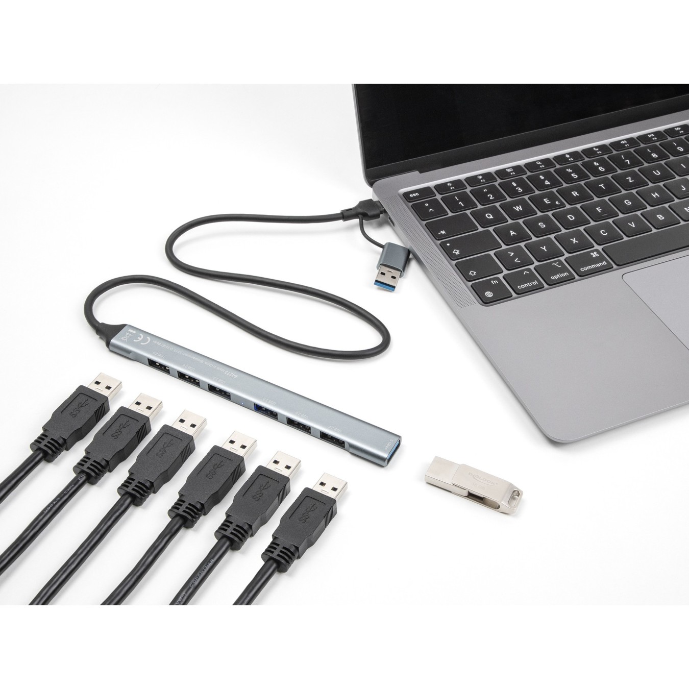 DELOCK 7-Port Slim USB Hub with USB-C or USB-A: 1x USB 5 Gbps Type-A + 6x USB 2.0 Type-A — Buy in Cyprus with Fast Delivery