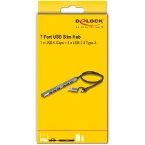 DELOCK 7-Port Slim USB Hub with USB-C or USB-A: 1x USB 5 Gbps Type-A + 6x USB 2.0 Type-A — Buy in Cyprus with Fast Delivery