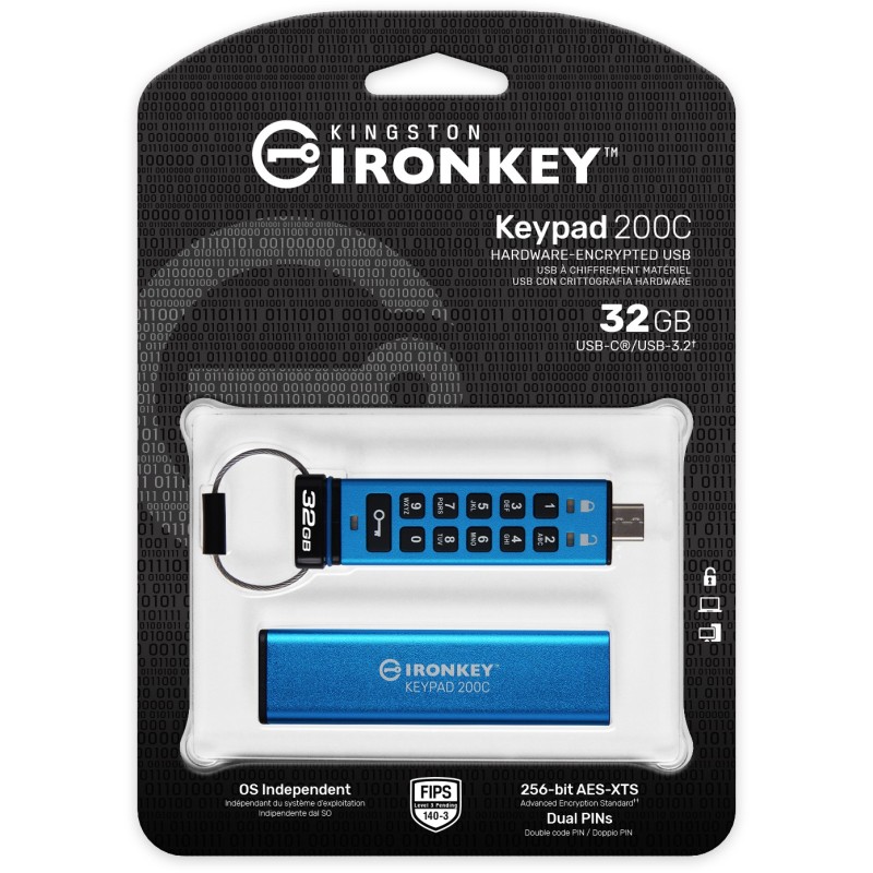 Buy STICK Kingston IronKey Keypad 200C - USB-C, 32GB, AES-256 in Cyprus, Nicosia, Limassol, Larnaka, Pafos
