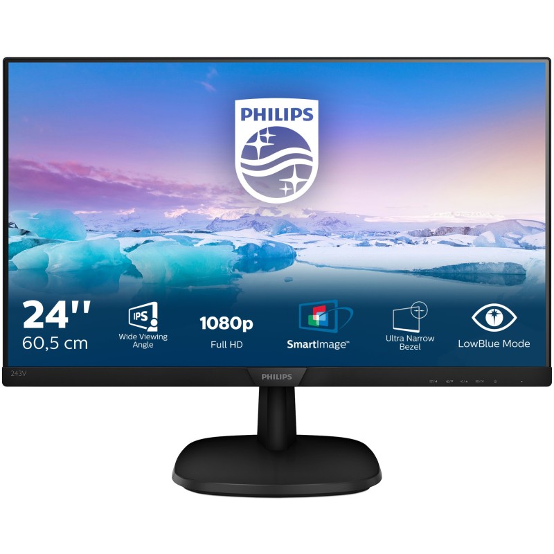 Buy Philips V-Line Monitor - 243V7QJABF - 24 inch, 1920x1080, 4ms, VGA/HDMI/Disp... in Cyprus, Nicosia, Limassol, Larnaka, Pafos