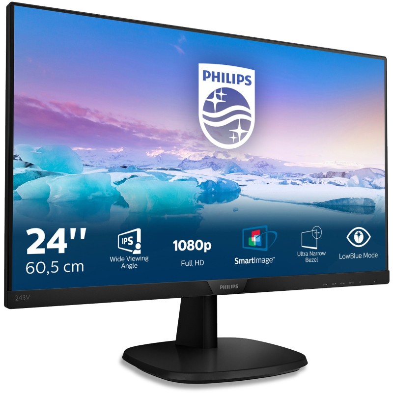 Buy Philips V-Line Monitor - 243V7QJABF - 24 inch, 1920x1080, 4ms, VGA/HDMI/Disp... in Cyprus, Nicosia, Limassol, Larnaka, Pafos