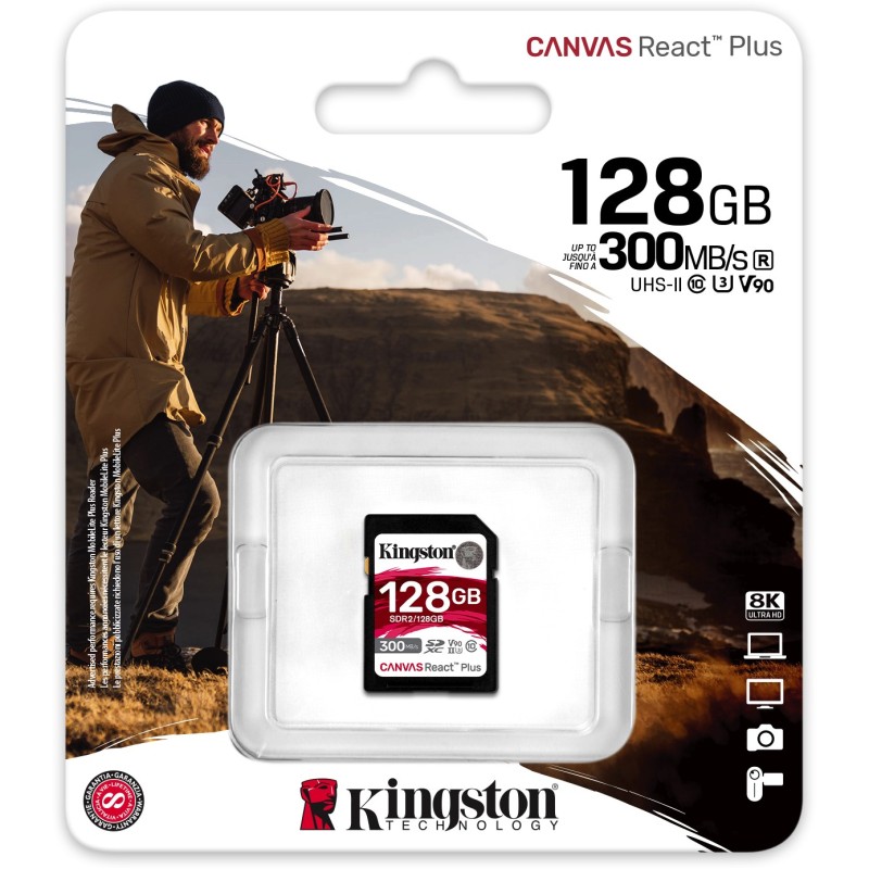 Buy Kingston Canvas React Plus SDXC 128GB - V90 (300MB/s) in Cyprus, Nicosia, Limassol, Larnaka, Pafos