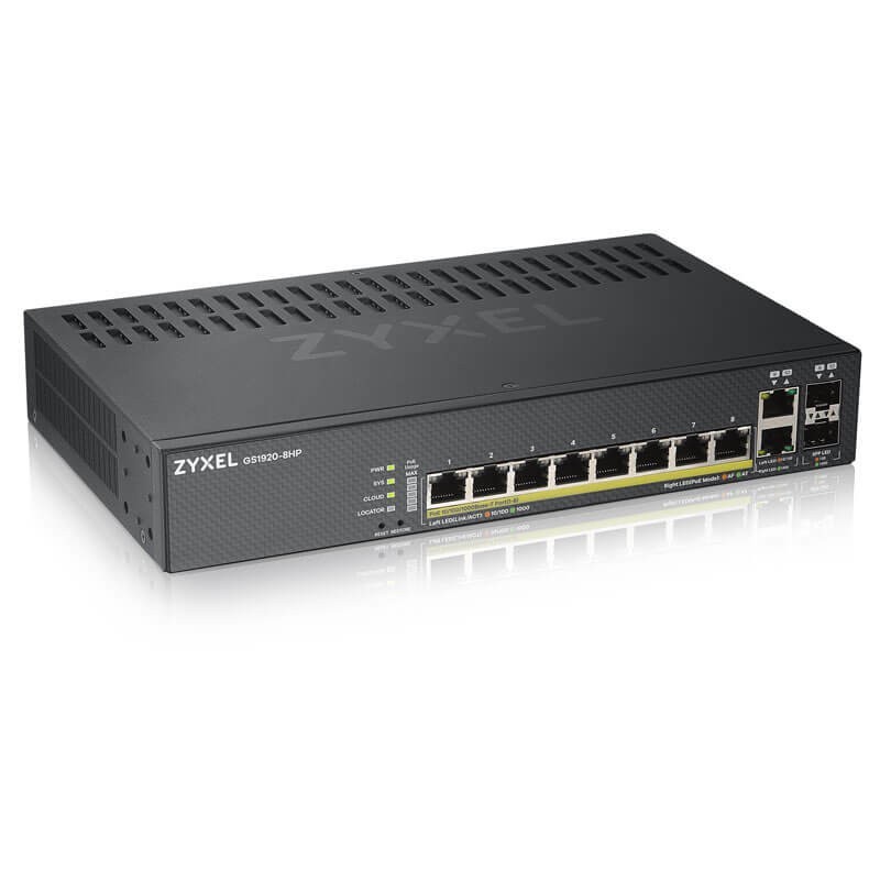 Buy 10P Zyxel GS1920-8HP POE M - GS1920-8HP - 8-Port Gigabit PoE Smart Web-manag... in Cyprus, Nicosia, Limassol, Larnaka, Pafos