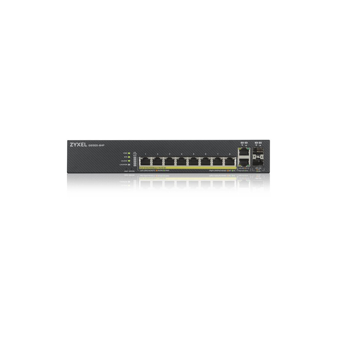 10P Zyxel GS1920-8HP POE M - GS1920-8HP - 8-Port Gigabit PoE Smart Web-managed Switch — Buy in Cyprus with Fast Delivery