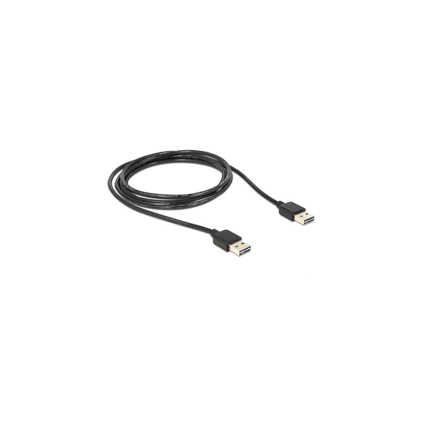 DELOCK Cable EASY-USB 2.0 Type-A to Type-A Cable, 2m, Black — Buy in Cyprus with Fast Delivery