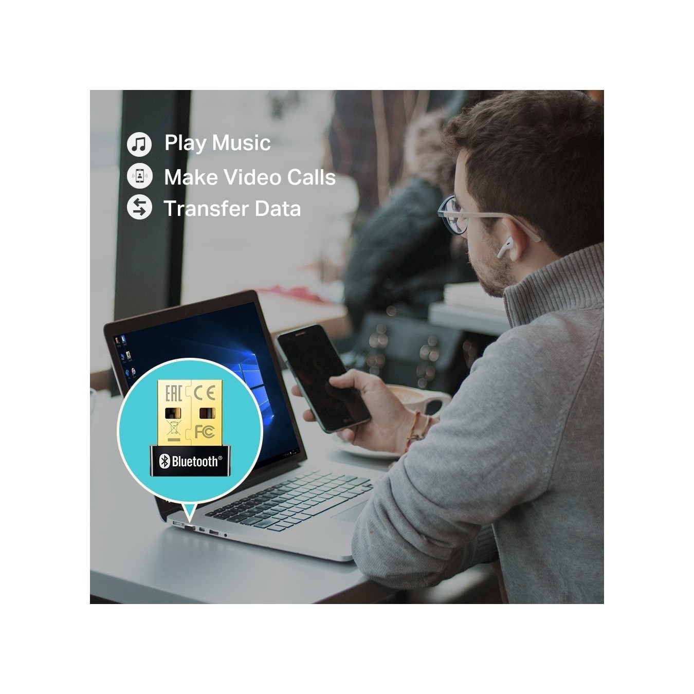 TP-LINK UB400 - UB400 - USB Type-A Bluetooth Dongle - Black — Buy in Cyprus with Fast Delivery