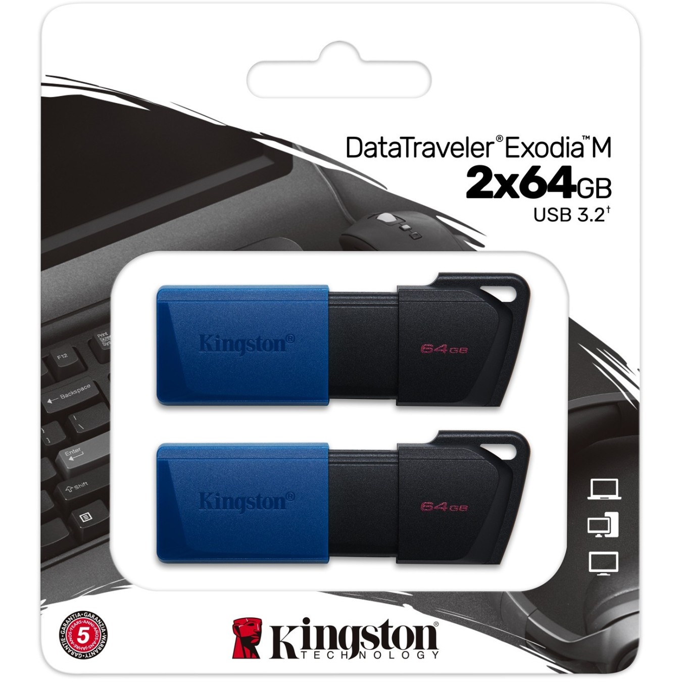 STICK 64GB USB 3.2 Kingston DataTraveler Exodia - DataTraveler Exodia - 2-Pack Black/Blue — Buy in Cyprus with Fast Delivery