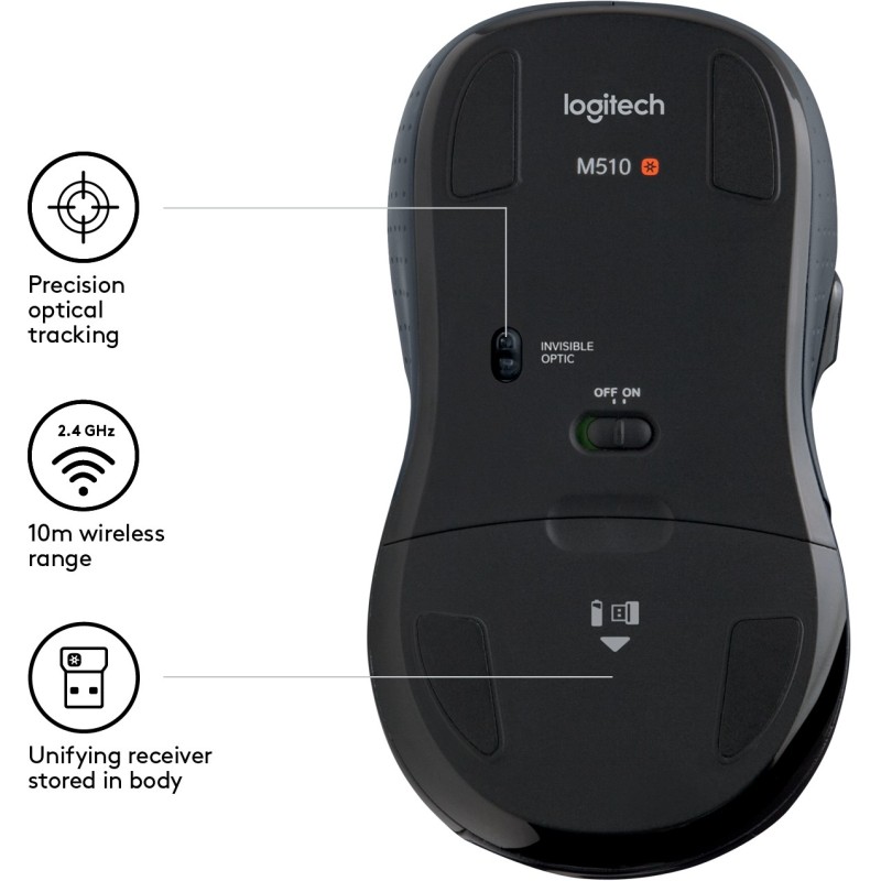 Buy Logitech M510 - M510 - Ergonomic Right-Handed Office Wireless Mouse in Cyprus, Nicosia, Limassol, Larnaka, Pafos