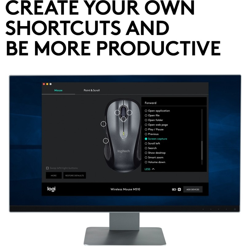 Buy Logitech M510 - M510 - Ergonomic Right-Handed Office Wireless Mouse in Cyprus, Nicosia, Limassol, Larnaka, Pafos