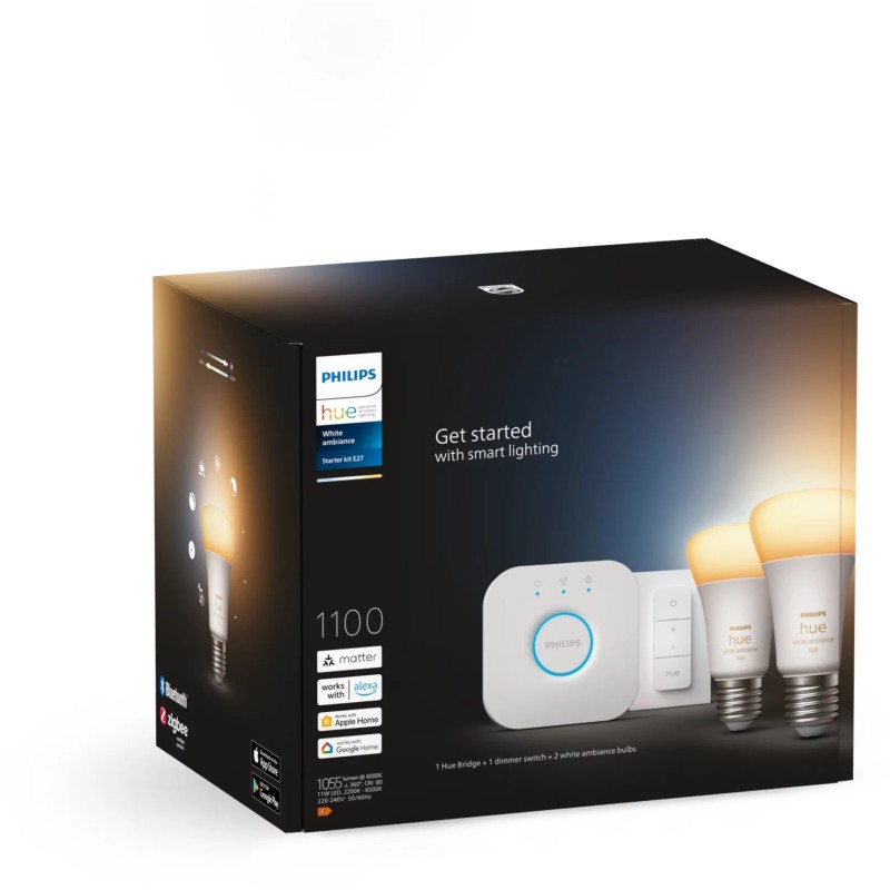 Buy Philips Hue White Ambiance E27 8W Starter Set incl DS - E27, 2x bulbs, Dimma... in Cyprus, Nicosia, Limassol, Larnaka, Pafos