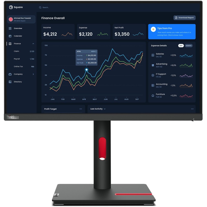 Lenovo ThinkVision T22i-30 21.5" FHD IPS 60Hz 4ms Pivot HDMI/DP/VGA/USB Black (Boxed) — Buy in Cyprus with Fast Delivery