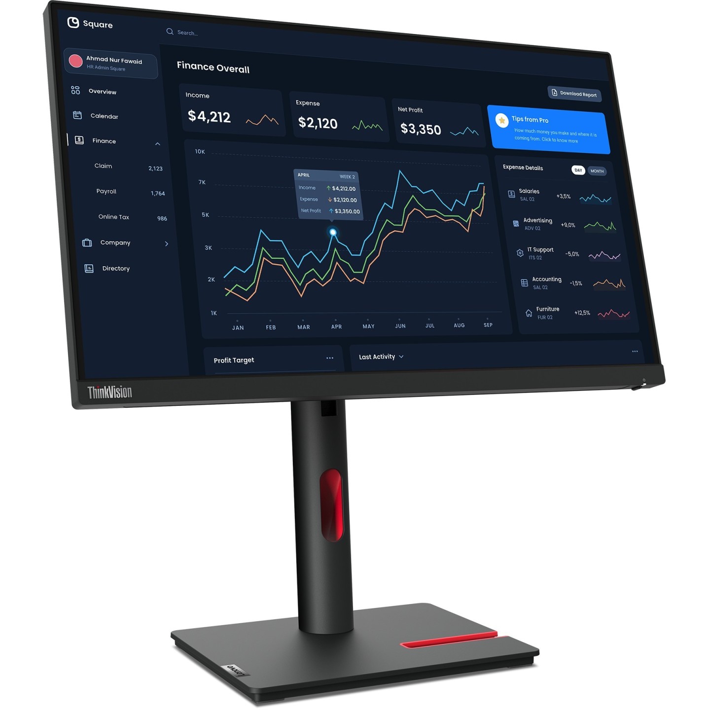 Lenovo ThinkVision T22i-30 21.5" FHD IPS 60Hz 4ms Pivot HDMI/DP/VGA/USB Black (Boxed) — Buy in Cyprus with Fast Delivery