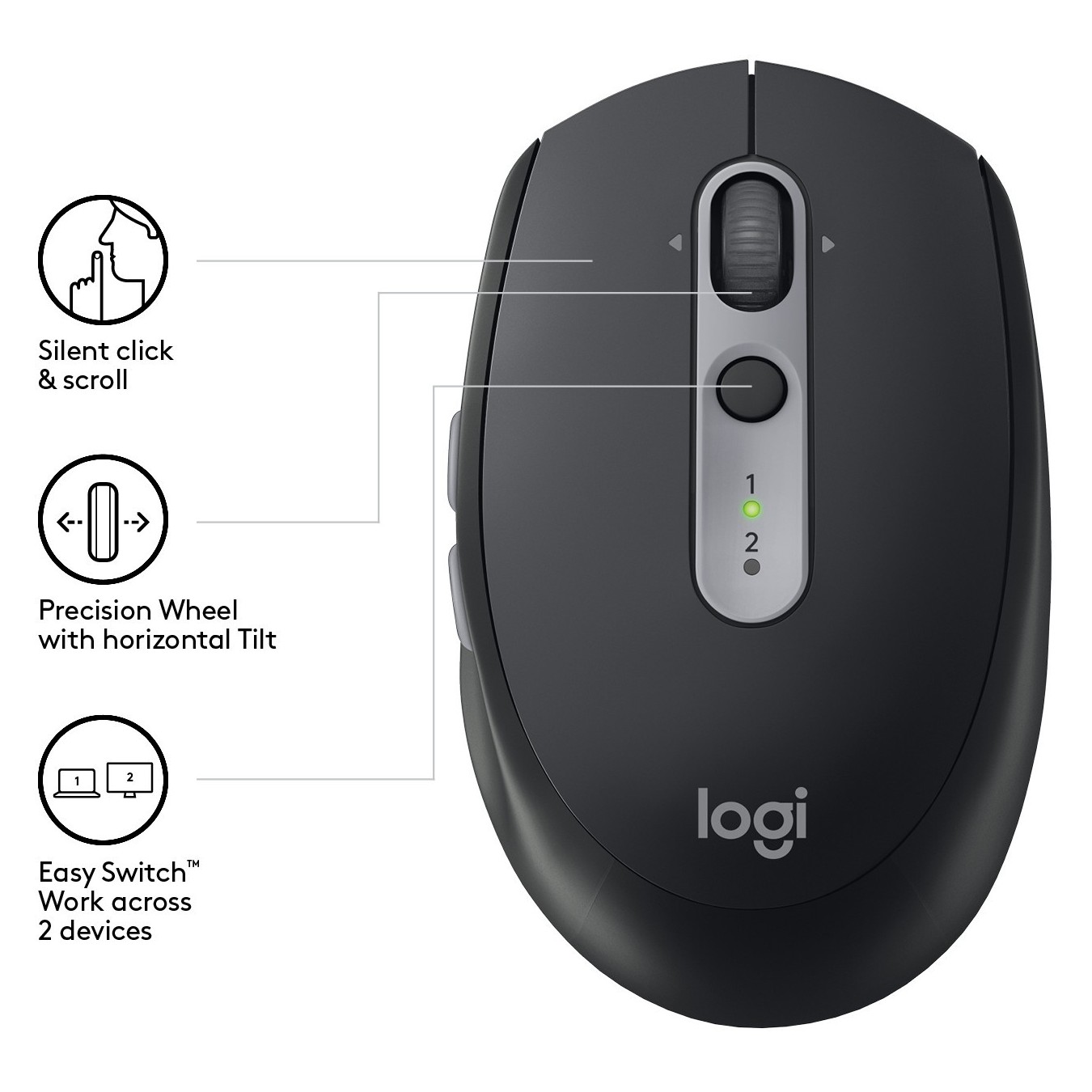 Logitech M590 Silent Wireless Mouse Graphite - M590 - Graphite, Silent, Optical, Bluetooth — Buy in Cyprus with Fast Delivery