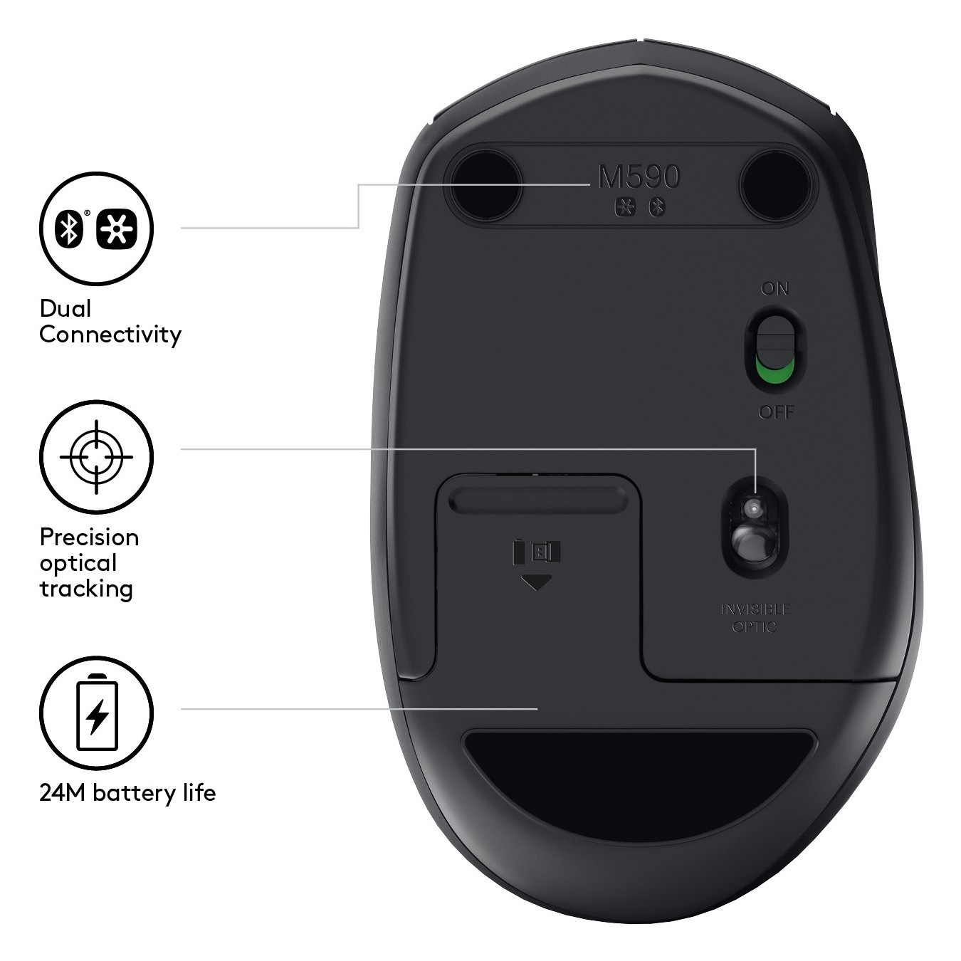 Logitech M590 Silent Wireless Mouse Graphite - M590 - Graphite, Silent, Optical, Bluetooth — Buy in Cyprus with Fast Delivery