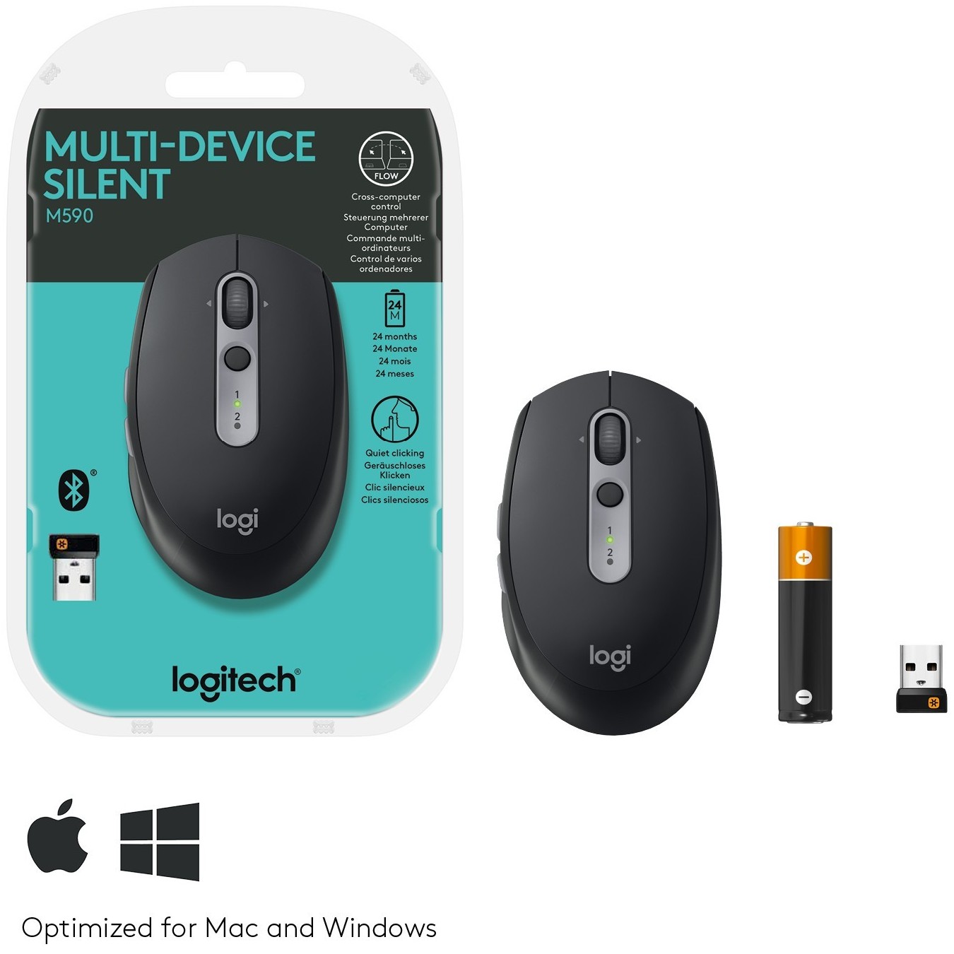 Logitech M590 Silent Wireless Mouse Graphite - M590 - Graphite, Silent, Optical, Bluetooth — Buy in Cyprus with Fast Delivery