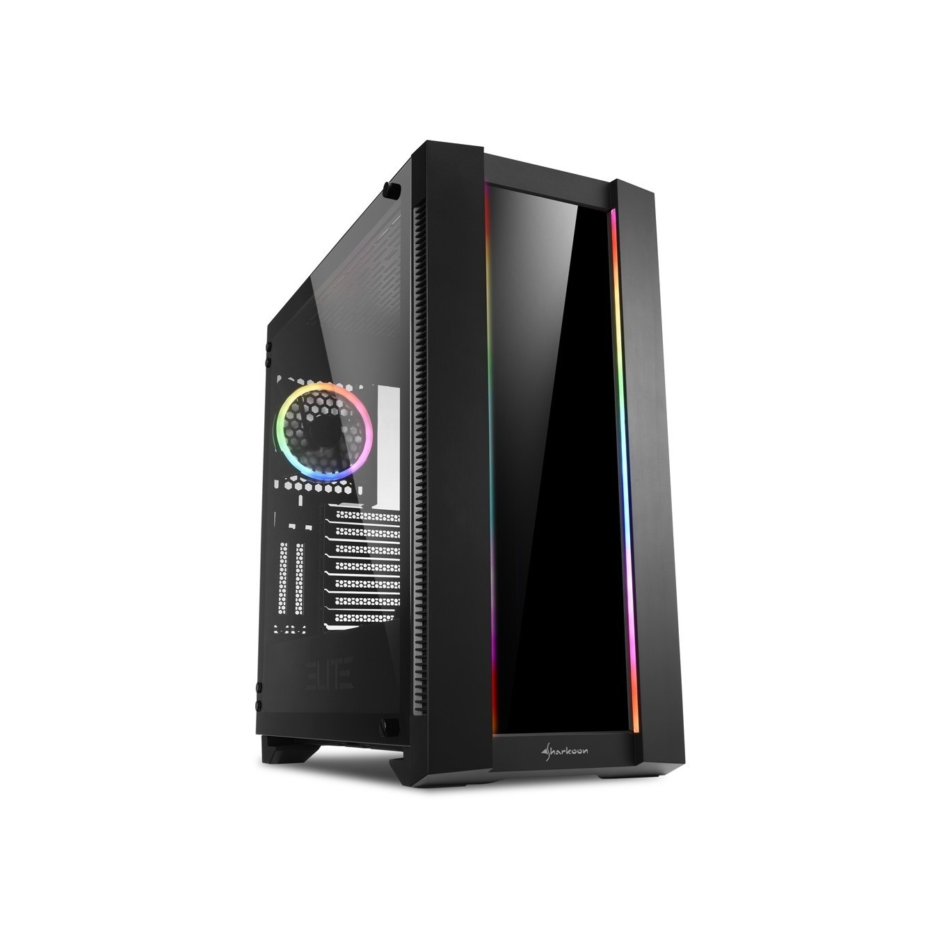 Sharkoon Elite Shark CA200G - CA200G - Black Glass, ATX/E-ATX Mid Tower — Buy in Cyprus with Fast Delivery