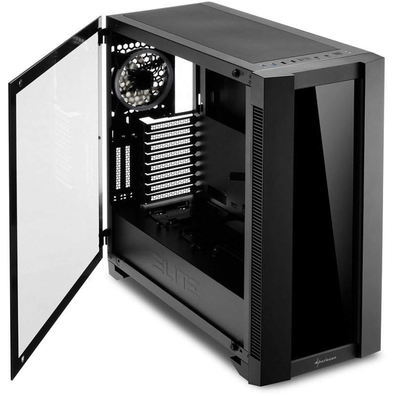 Buy Sharkoon Elite Shark CA200G - CA200G - Black Glass, ATX/E-ATX Mid Tower in Cyprus, Nicosia, Limassol, Larnaka, Pafos