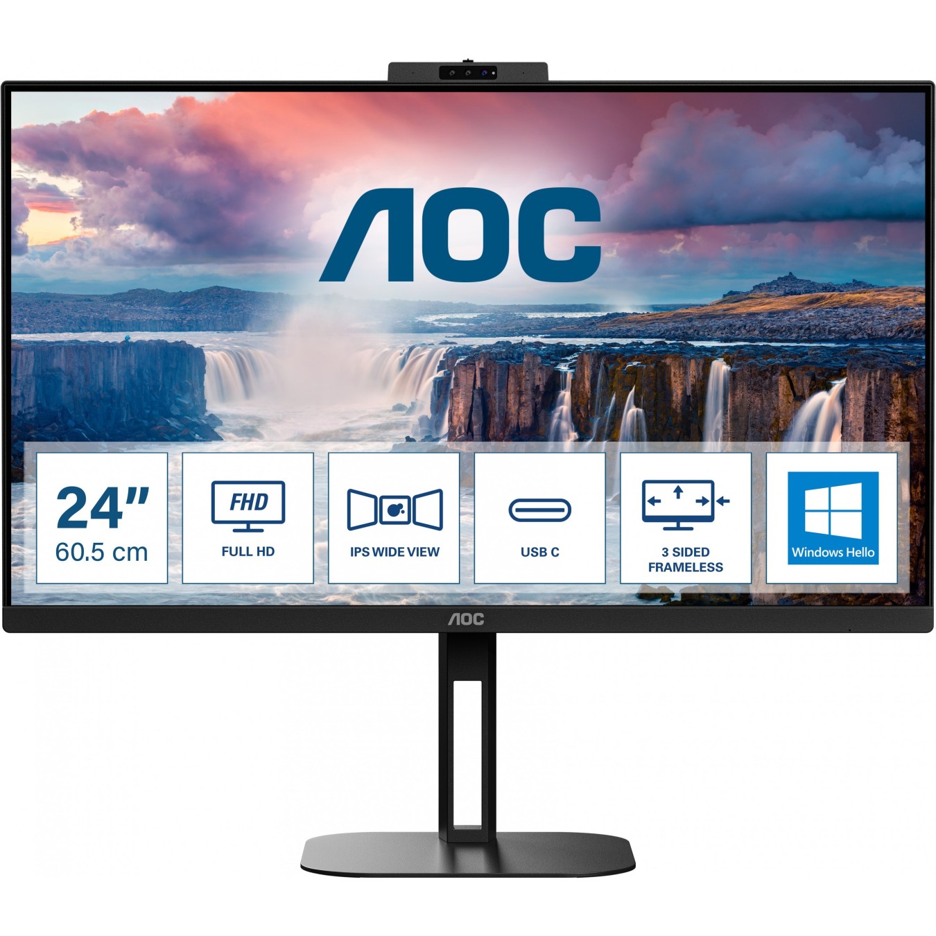 AOC 24V5CW BK 23.8 inch Monitor - 24V5CW - Black, HDMI, DisplayPort, USB — Buy in Cyprus with Fast Delivery