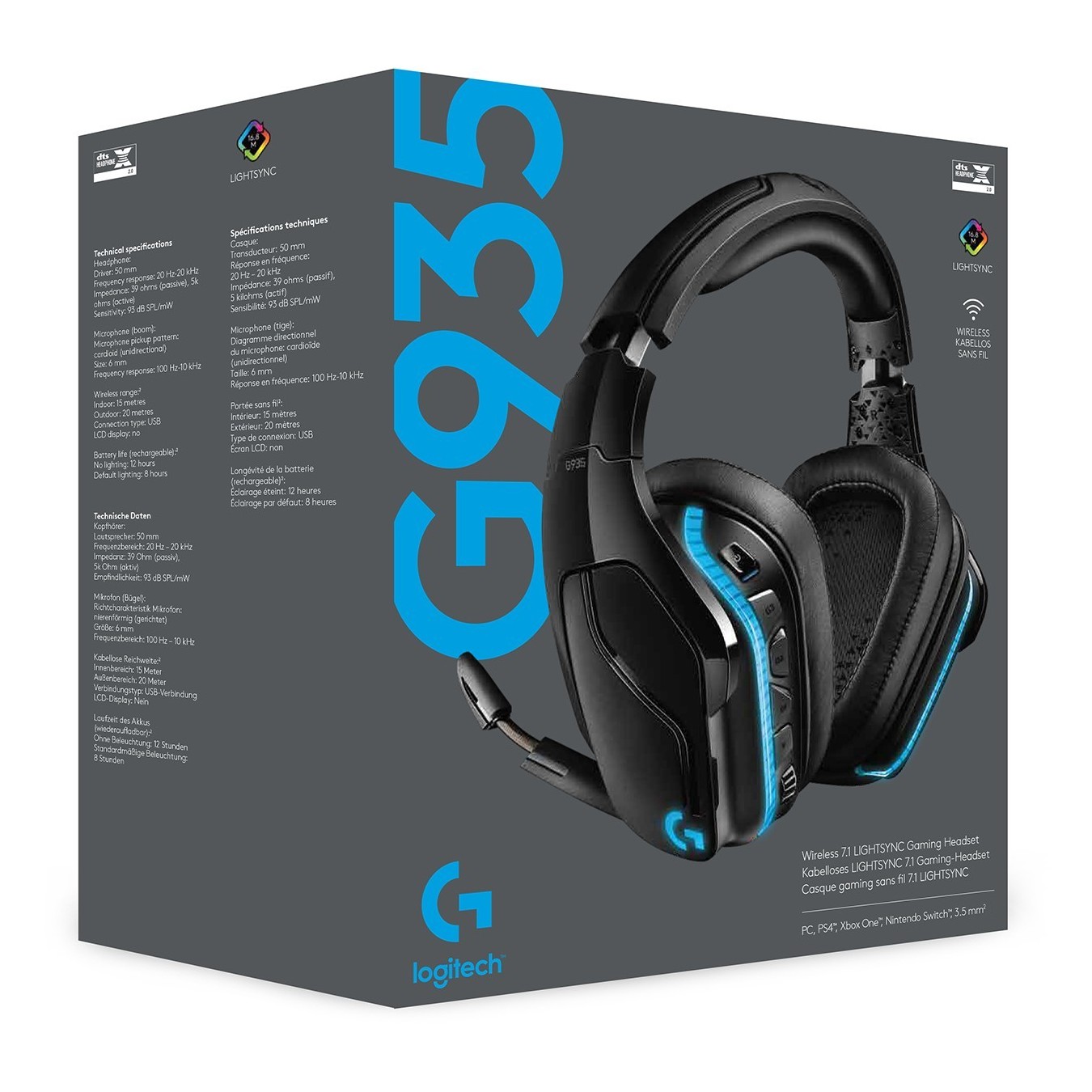 Logitech G935 Gaming Headset - G935 - Over-Ear, Boom Mic, ANC No, Wireless — Buy in Cyprus with Fast Delivery