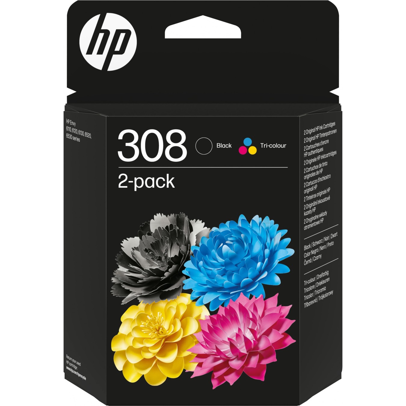 HP 308 Black Tri-Color Ink Cartridge Combo 2-Pack - Model 308 - (Black, Tri-Color) — Buy in Cyprus with Fast Delivery