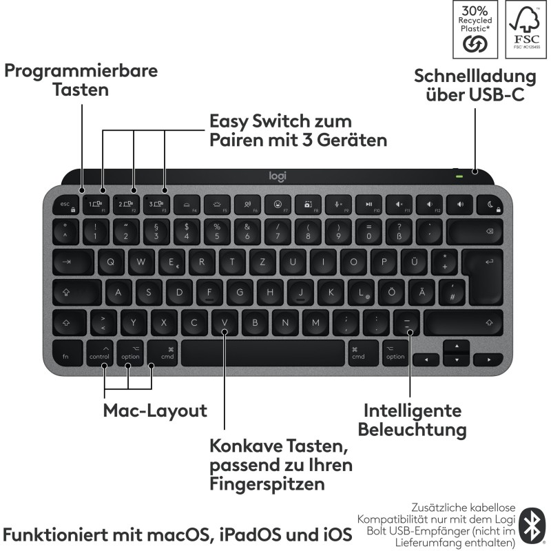 Buy Logitech MX Keys Mini - Space Gray - 60% wireless backlit keyboard in Cyprus, Nicosia, Limassol, Larnaka, Pafos
