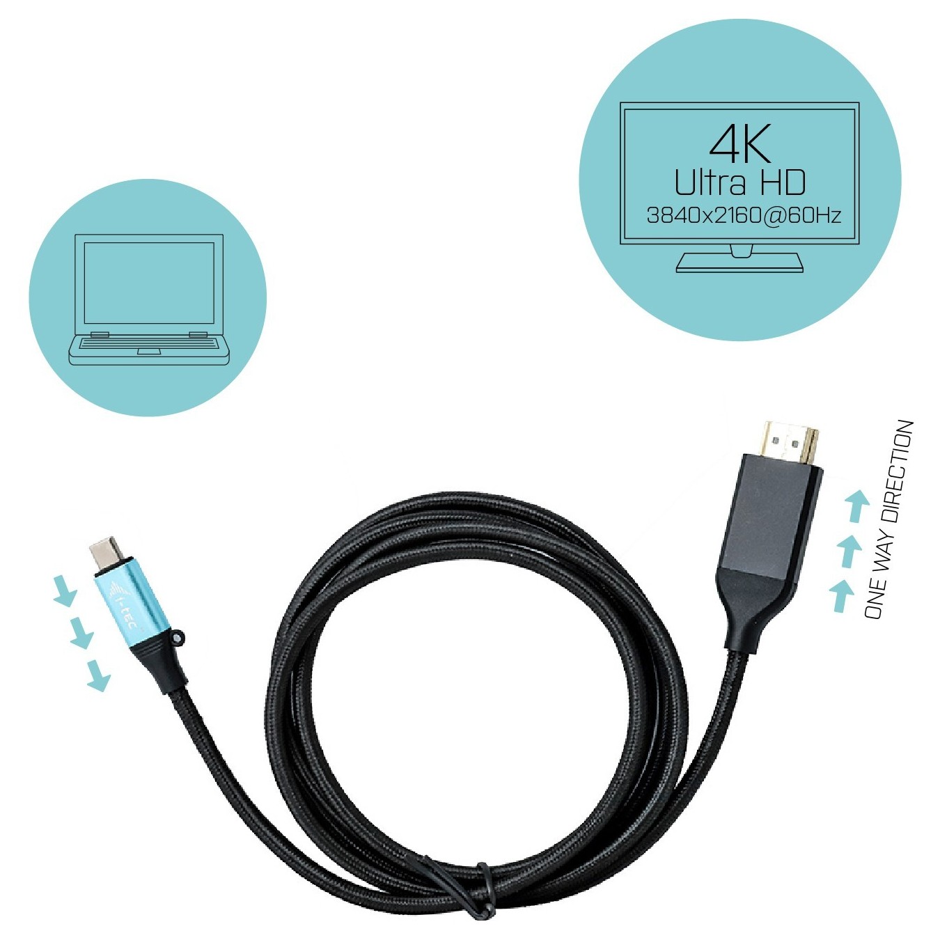 I-TEC USB-C HDMI Cable 4K 2M - Characteristics (4K, USB-C to HDMI, 2m) — Buy in Cyprus with Fast Delivery