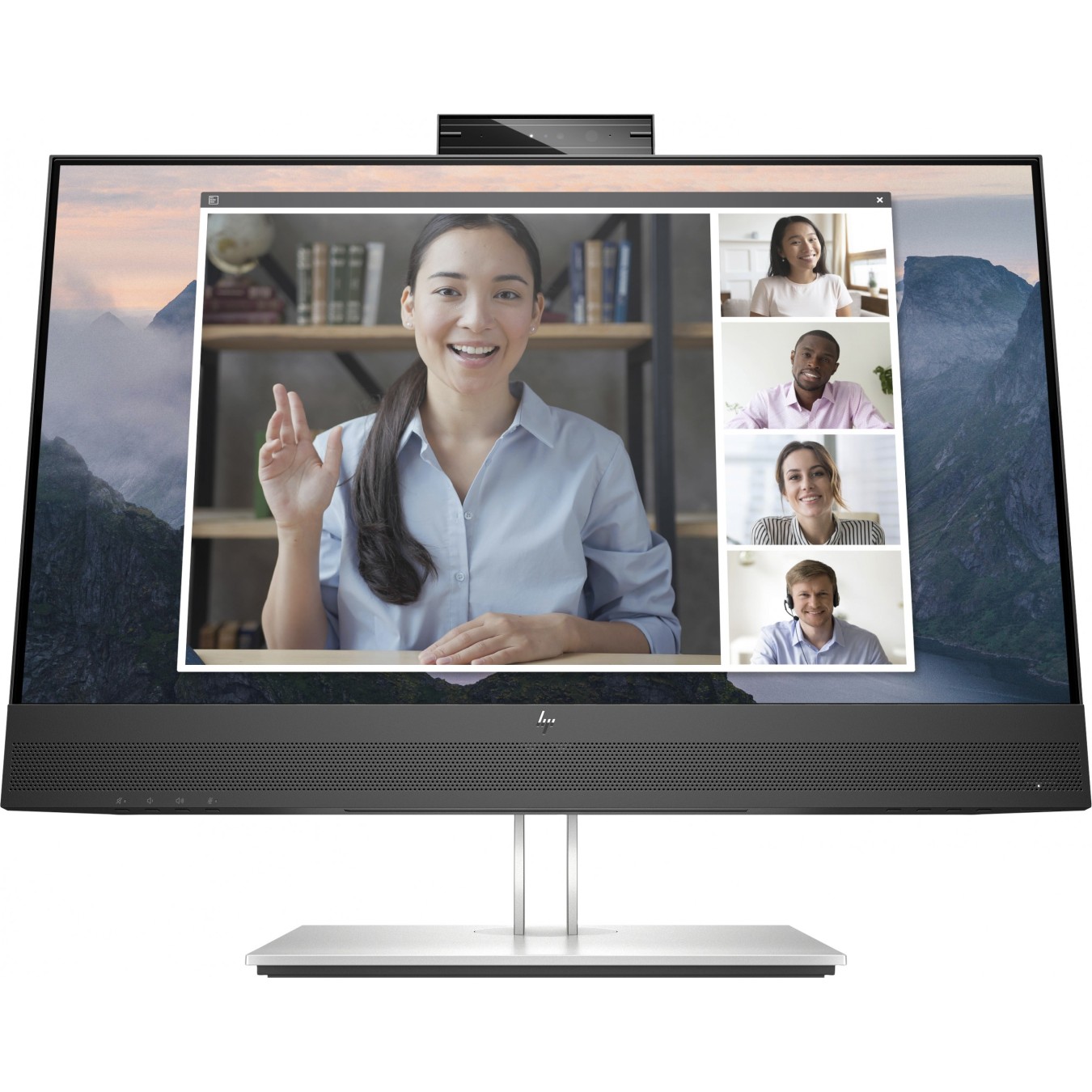 HP E24mv G4 Conferencing Monitor - E24mv G4 - 23.8-inch IPS, 1080p, 5ms, HDMI, VGA, DisplayPort, VESA Pivot, Speakers
