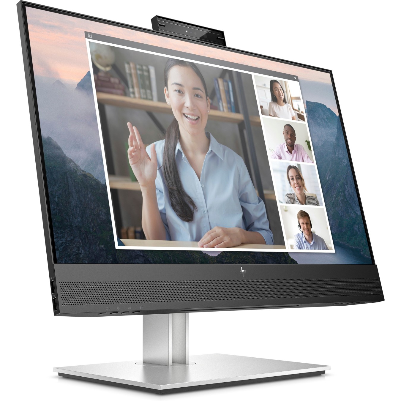 HP E24mv G4 Conferencing Monitor - E24mv G4 - 23.8-inch IPS, 1080p, 5ms, HDMI, VGA, DisplayPort, VESA Pivot, Speakers