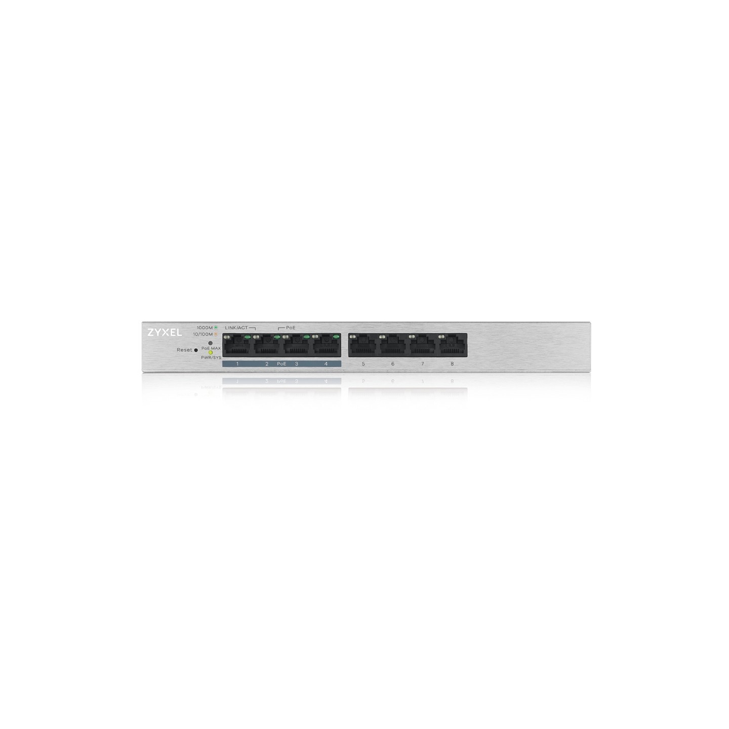 Zyxel GS1200-8HPV2 8-Port PoE Gigabit Switch - GS1200-8HPV2 - 8 PoE ports, 60W budget, Smart Web-managed, Fanless