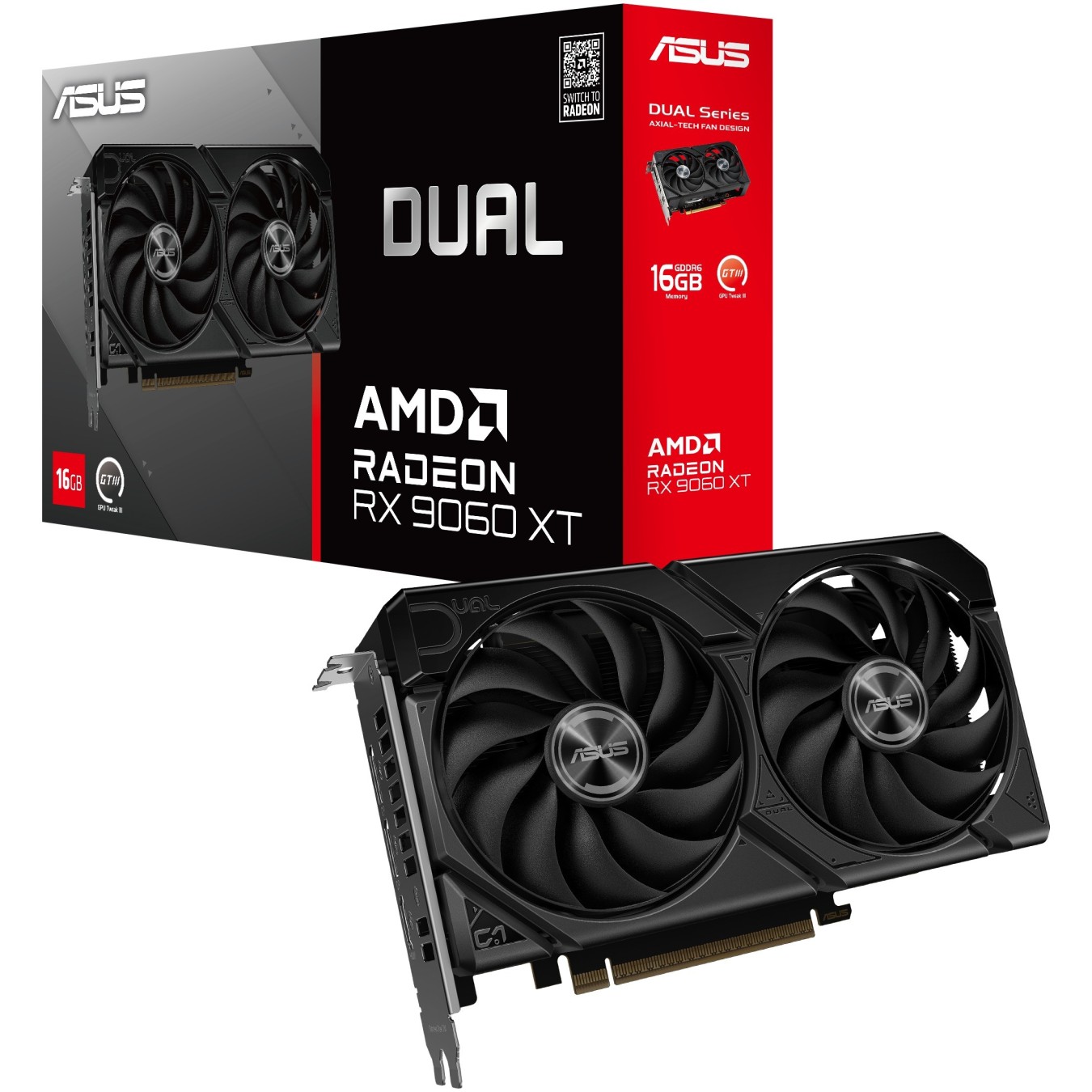 RX 9060 XT 16GB Asus DUAL GDDR6 - 9060 XT - 16GB GDDR6, Dual-Fan, PCIe Card — Buy in Cyprus with Fast Delivery