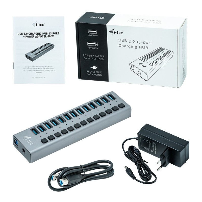 Buy D I-TEC USB 3.0 HUB 13 PORT 60 W - USB-A Hub, 60W PD in Cyprus, Nicosia, Limassol, Larnaka, Pafos