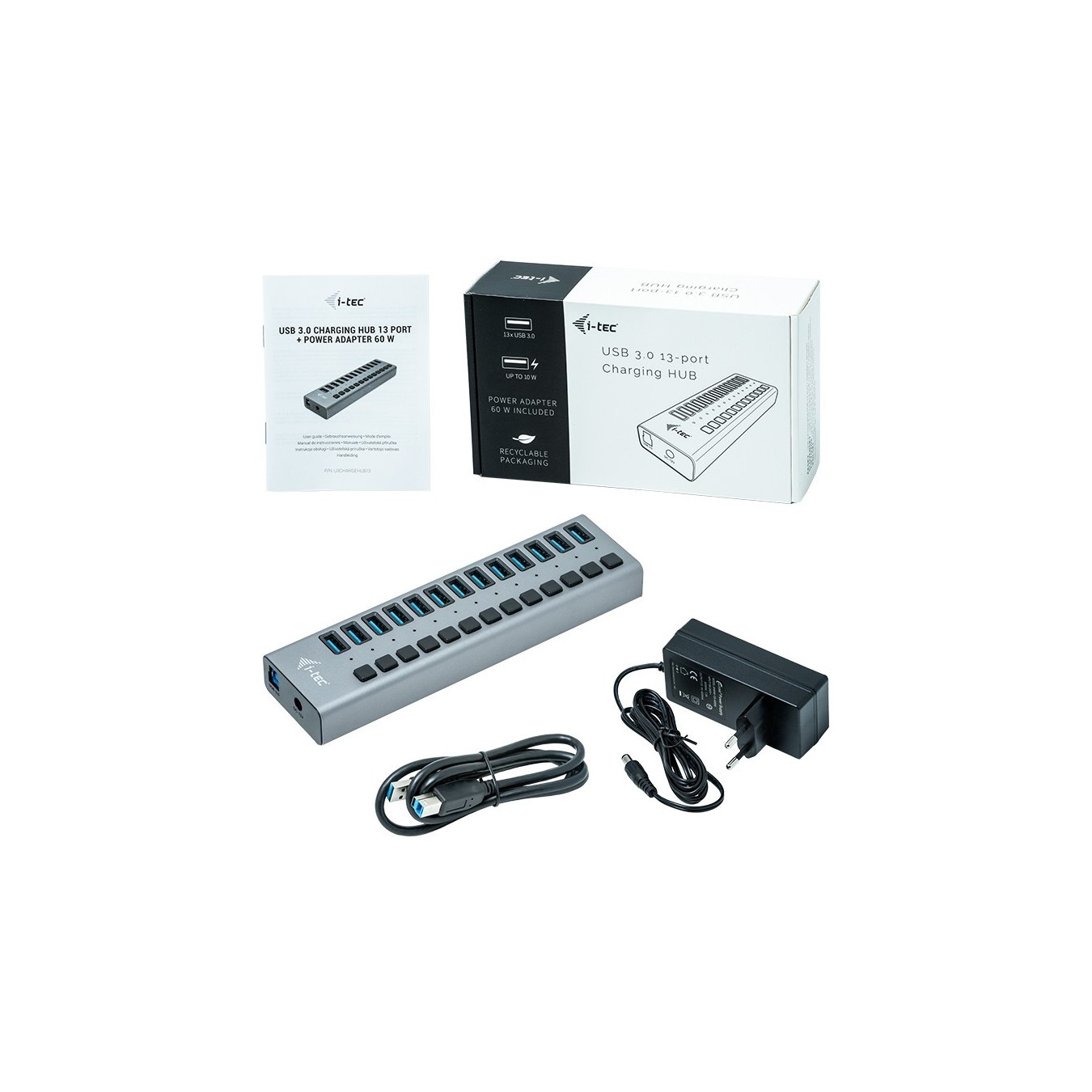 D I-TEC USB 3.0 HUB 13 PORT 60 W - USB-A Hub, 60W PD — Buy in Cyprus with Fast Delivery