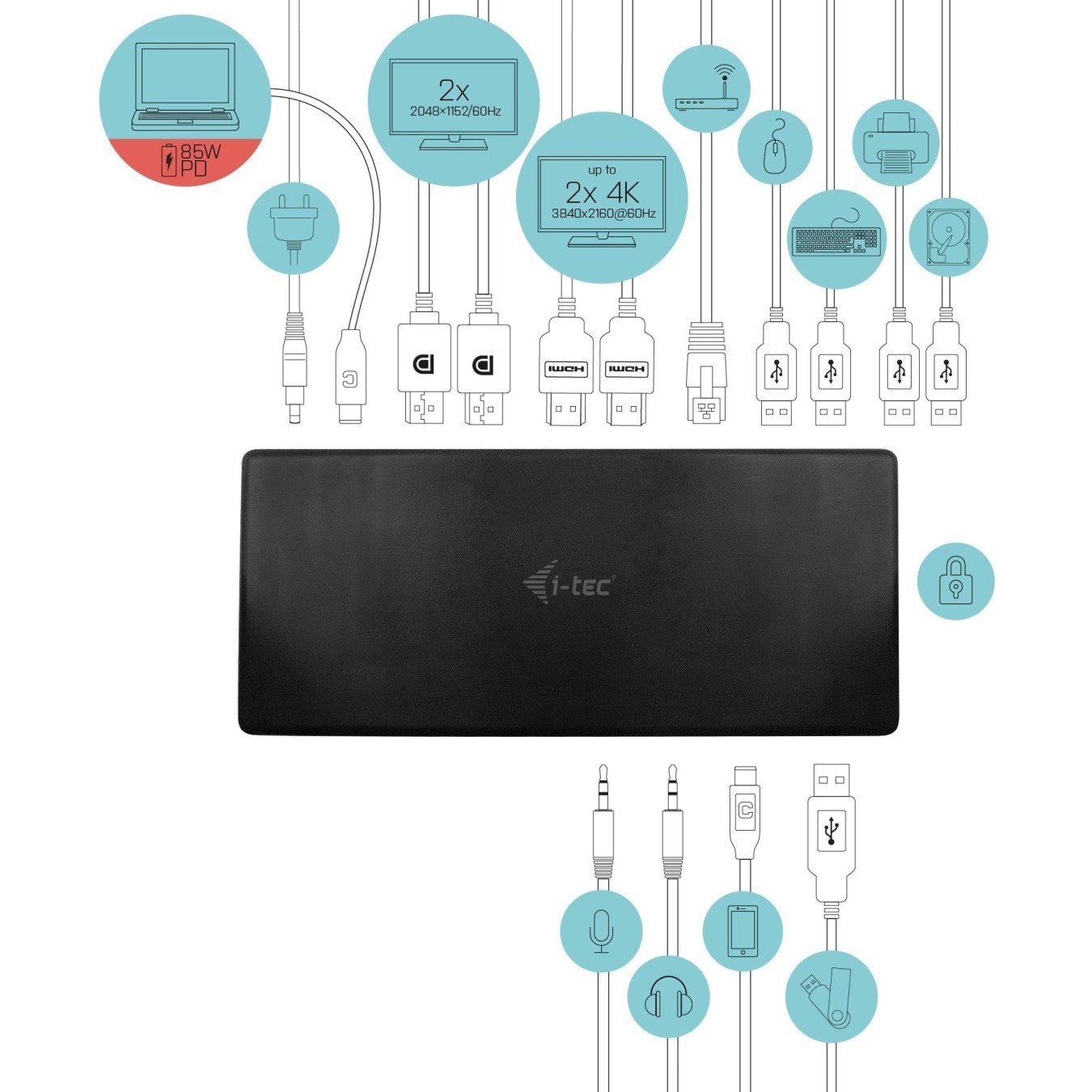 D I-TEC Dockingstation Quattro Display - DisplayLink Dock, 4x Display, USB-C Hub — Buy in Cyprus with Fast Delivery