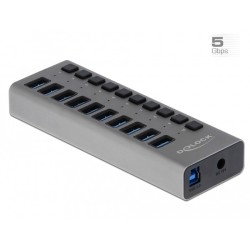 Buy DELOCK External SuperSpeed USB Hub - 10-Port with On/Off Switch in Cyprus, Nicosia, Limassol, Larnaka, Pafos