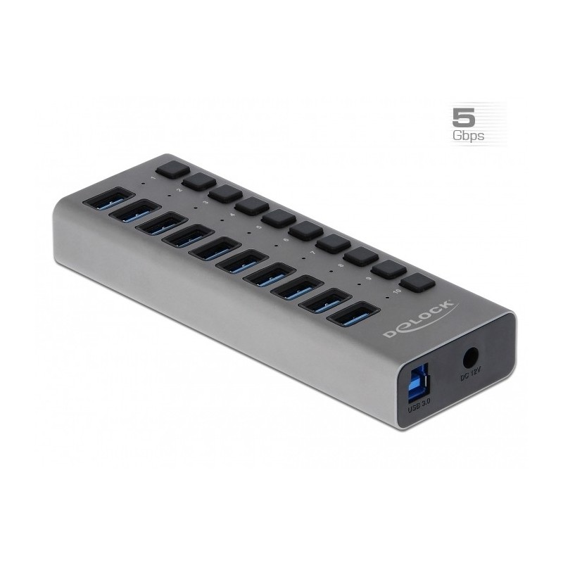 Buy DELOCK External SuperSpeed USB Hub - 10-Port with On/Off Switch in Cyprus, Nicosia, Limassol, Larnaka, Pafos