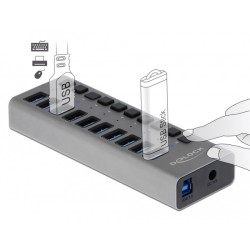 Buy DELOCK External SuperSpeed USB Hub - 10-Port with On/Off Switch in Cyprus, Nicosia, Limassol, Larnaka, Pafos