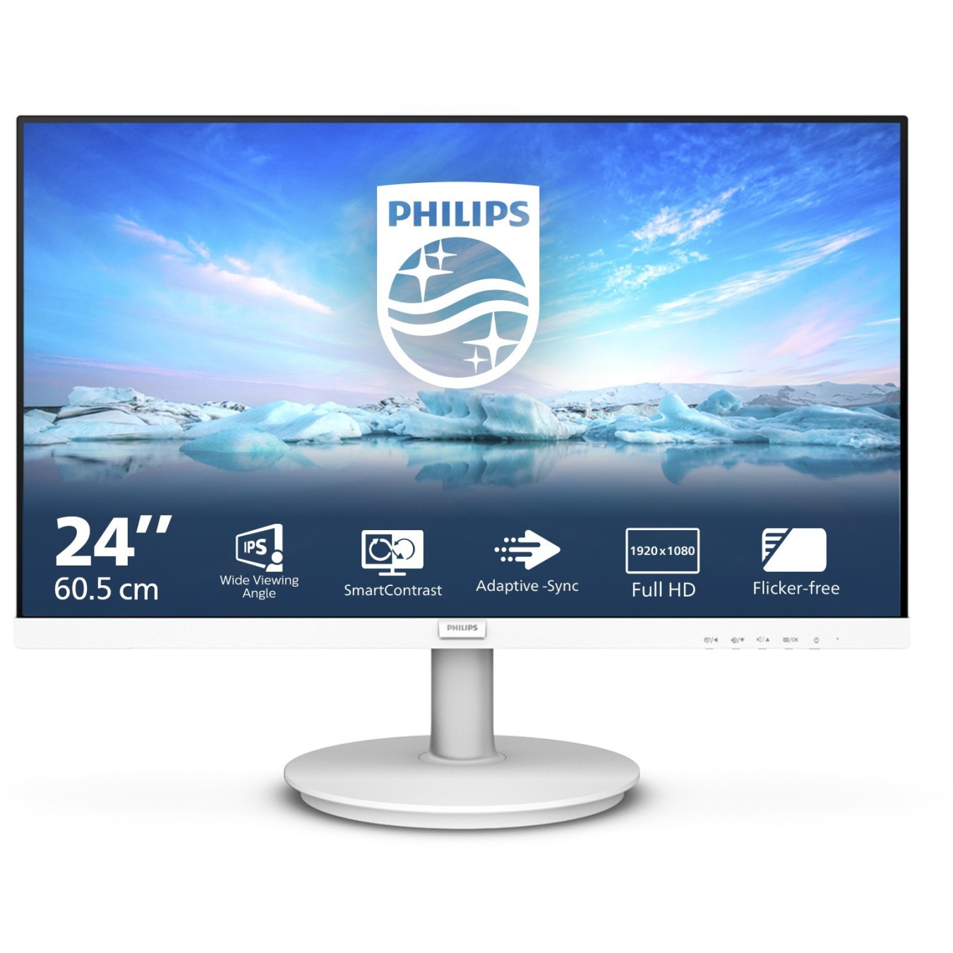 Philips 60.5cm (23.8") 241V8AW - IPS panel, 23.8" display, 100Hz, HDMI, White — Buy in Cyprus with Fast Delivery
