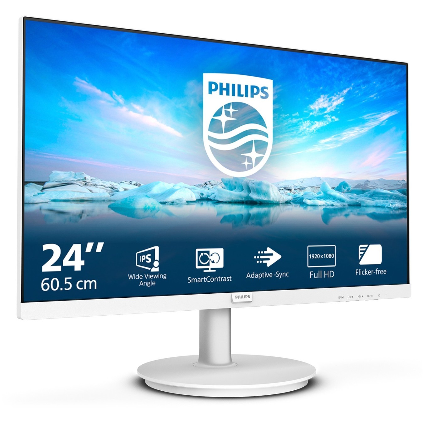 Philips 60.5cm (23.8") 241V8AW - IPS panel, 23.8" display, 100Hz, HDMI, White — Buy in Cyprus with Fast Delivery